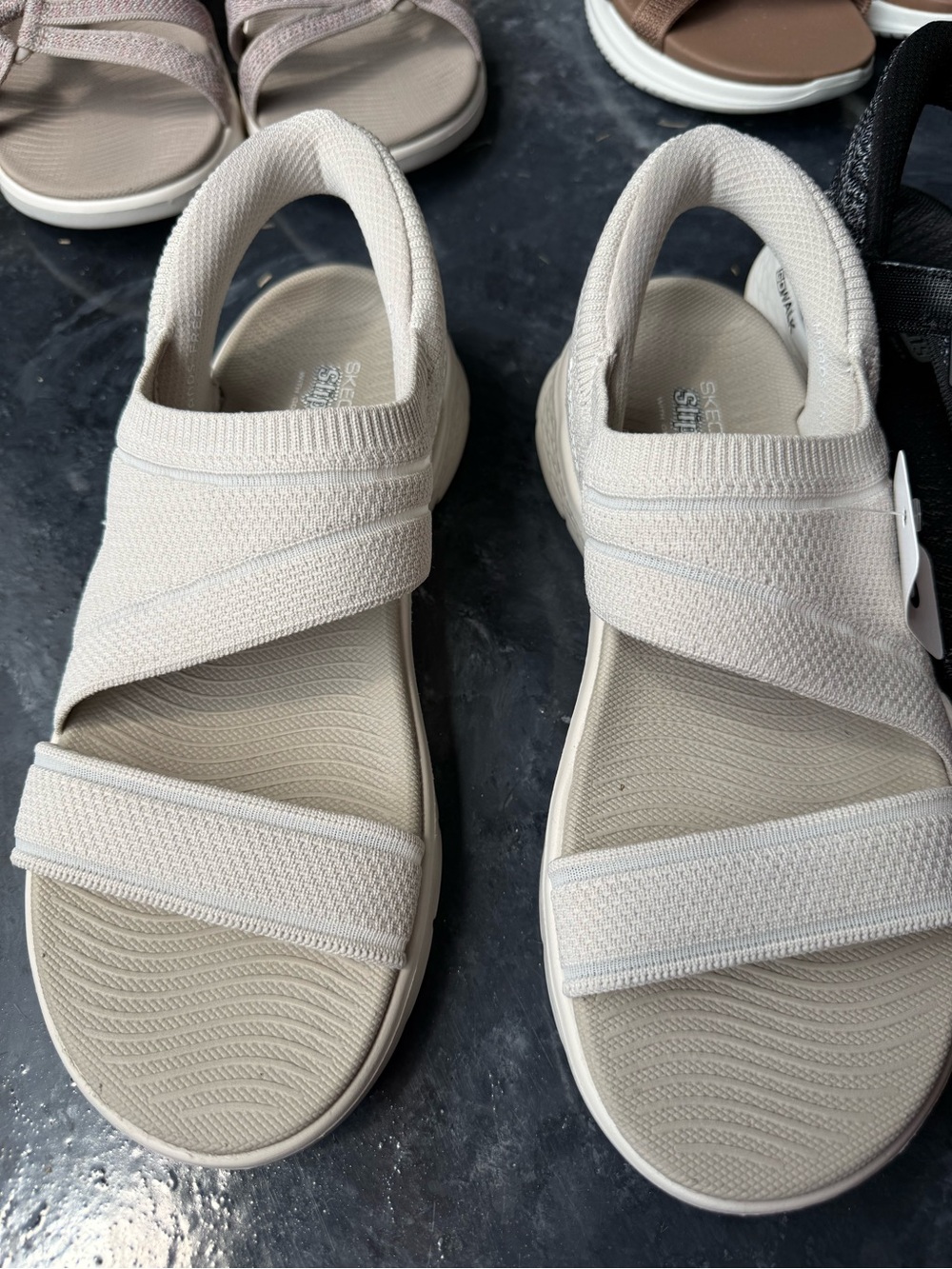 Skechers Light Beige Slip-On Comfort Sandals